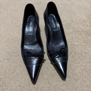 Prada Black Pointed Toe Kitten Heels